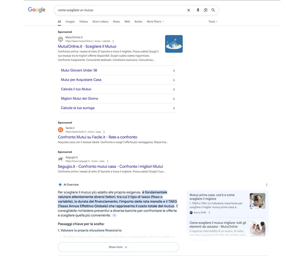 Sponsorizzate con Ai overview